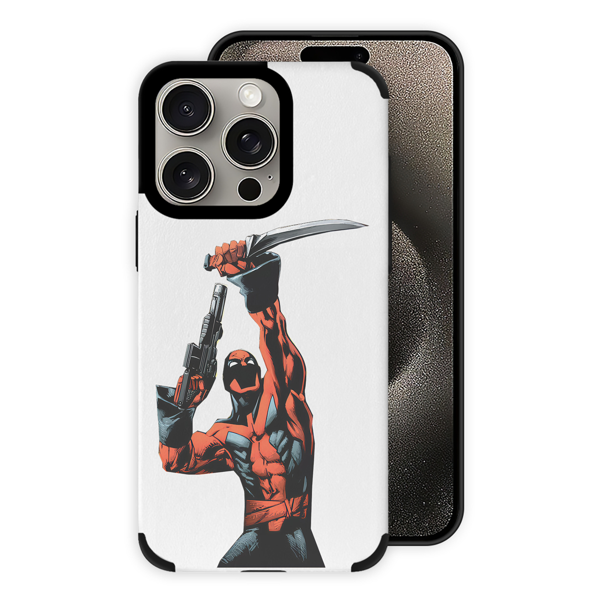 （画像用） Deadpool デッドプール 【iPhone15ProMax対応】 PUレザー スマホケース 耐衝撃＆黄変防止