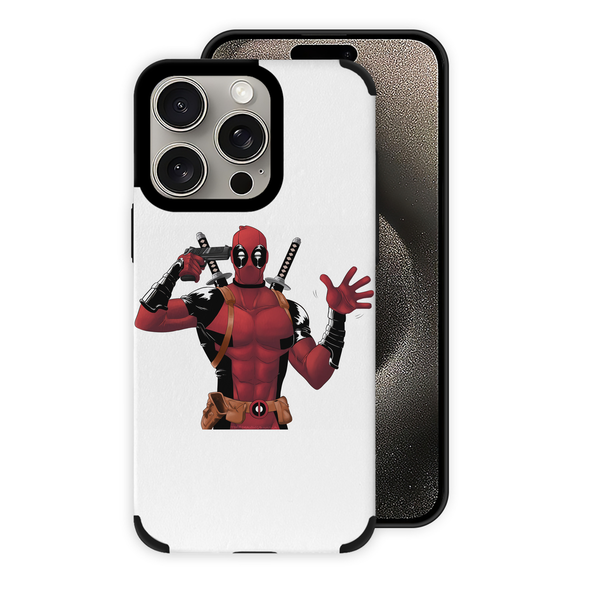 （画像用） Deadpool デッドプール 【iPhone15ProMax対応】 PUレザー スマホケース 耐衝撃＆黄変防止