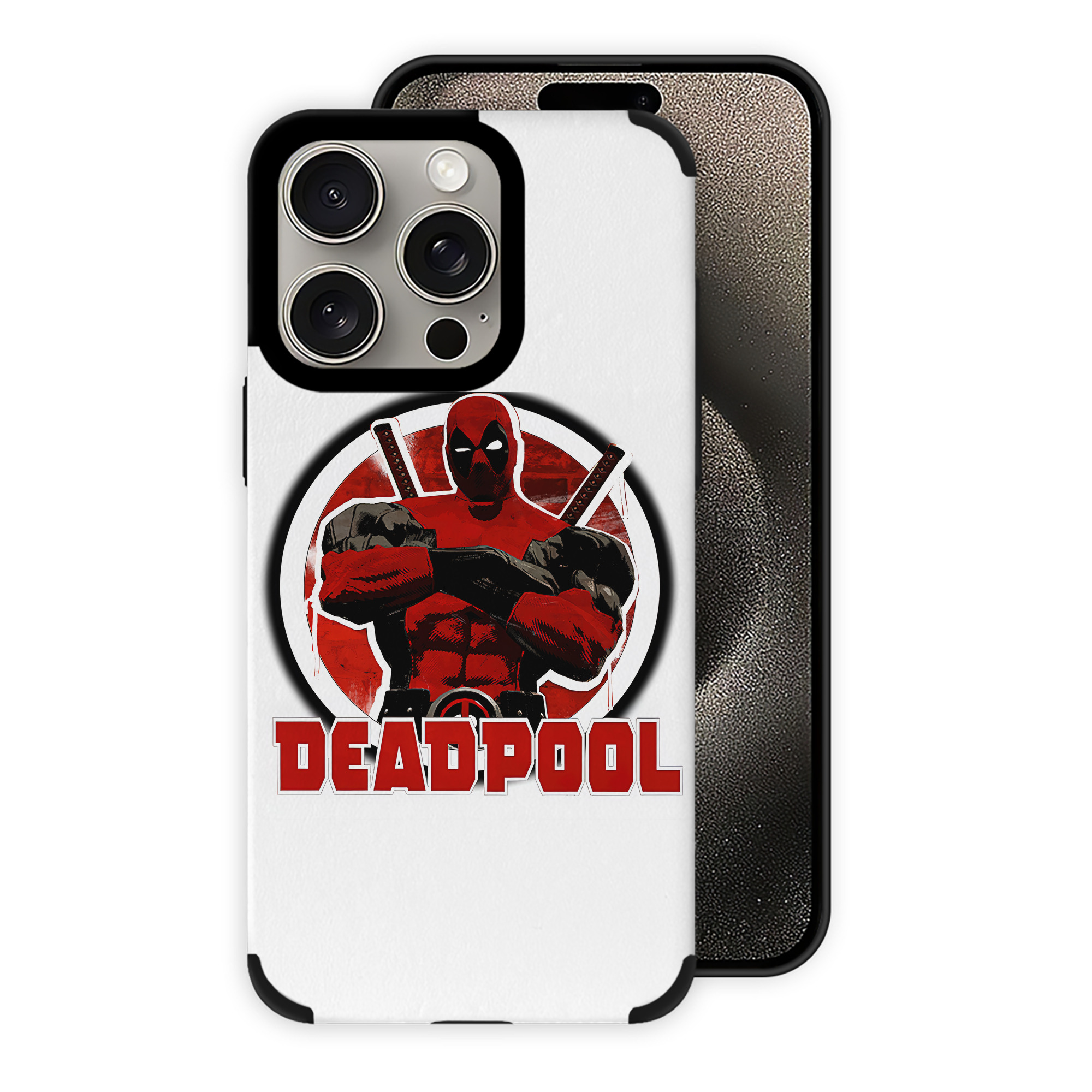 （画像用） Deadpool デッドプール 【iPhone15ProMax対応】 PUレザー スマホケース 耐衝撃＆黄変防止