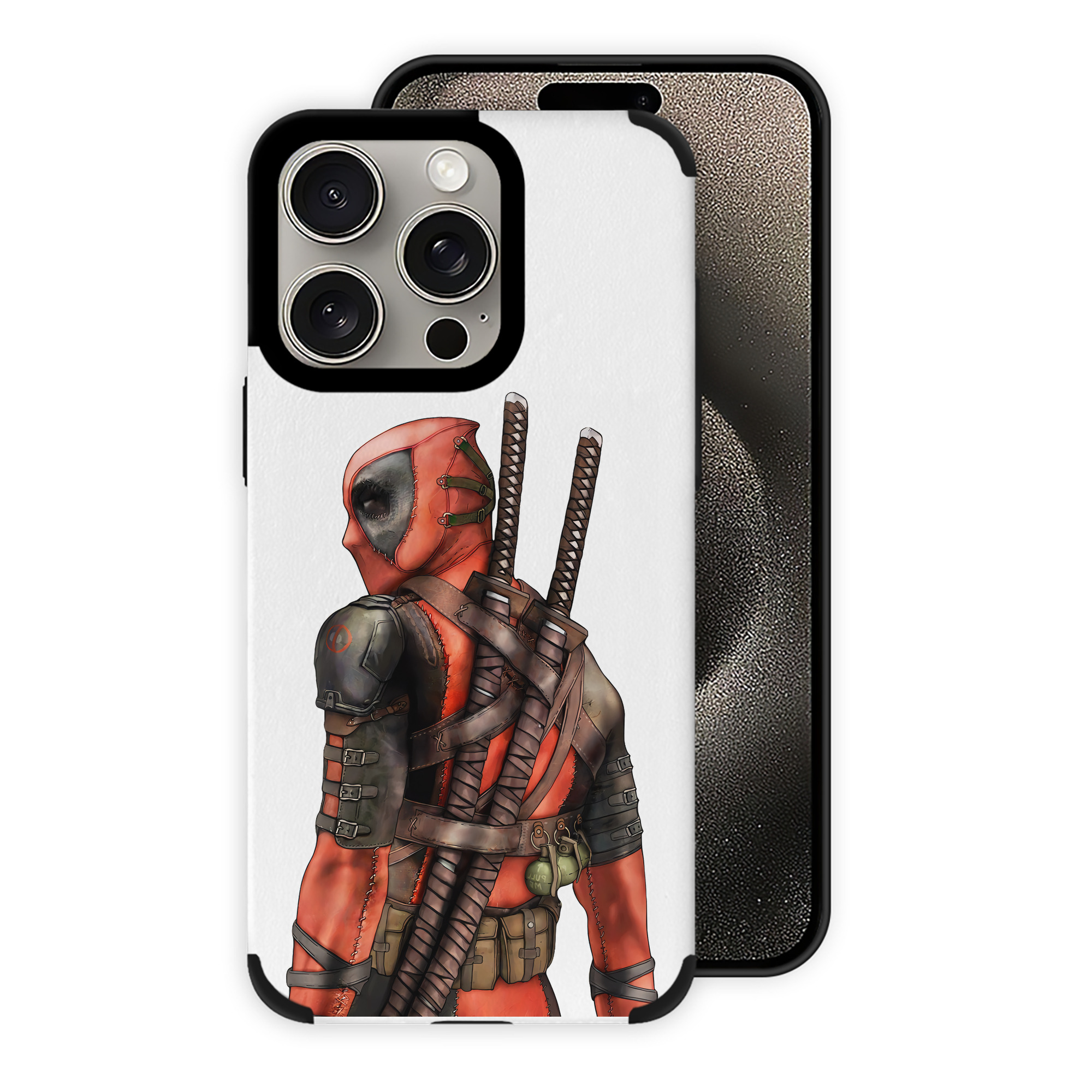 （画像用） Deadpool デッドプール 【iPhone15ProMax対応】 PUレザー スマホケース 耐衝撃＆黄変防止