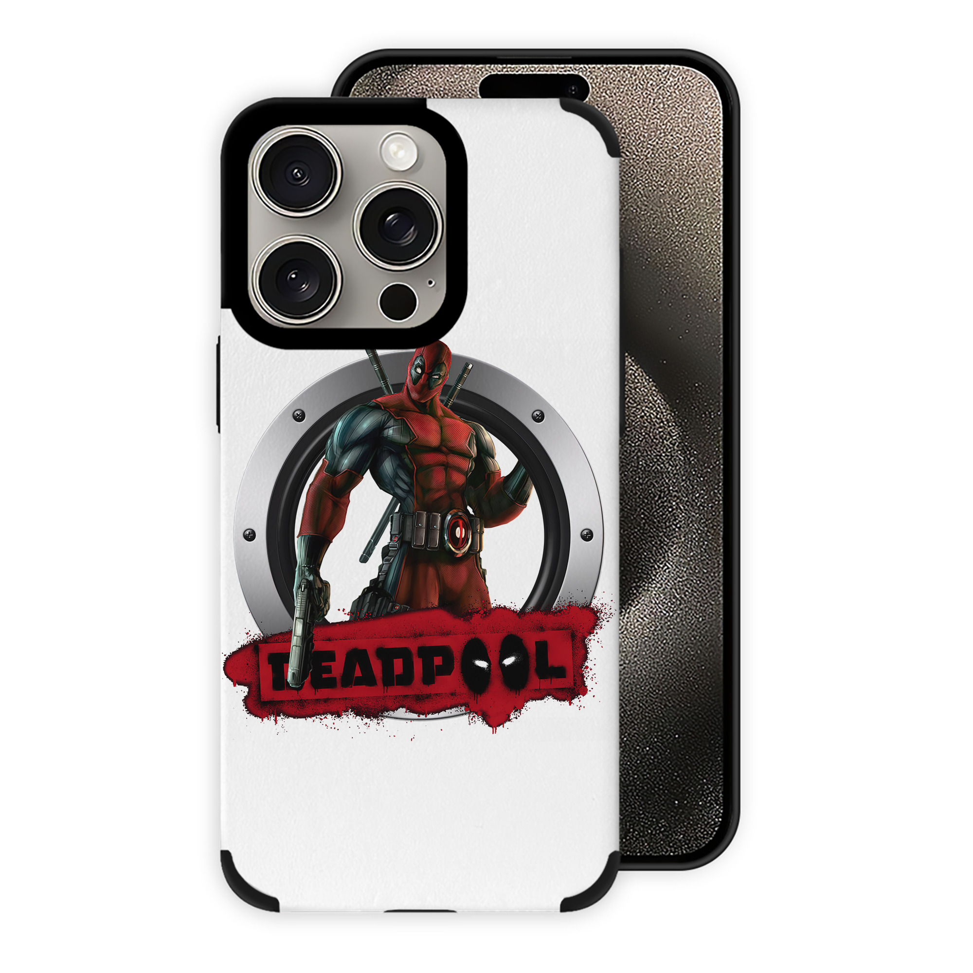 （画像用） Deadpool デッドプール 【iPhone15ProMax対応】 PUレザー スマホケース 耐衝撃＆黄変防止