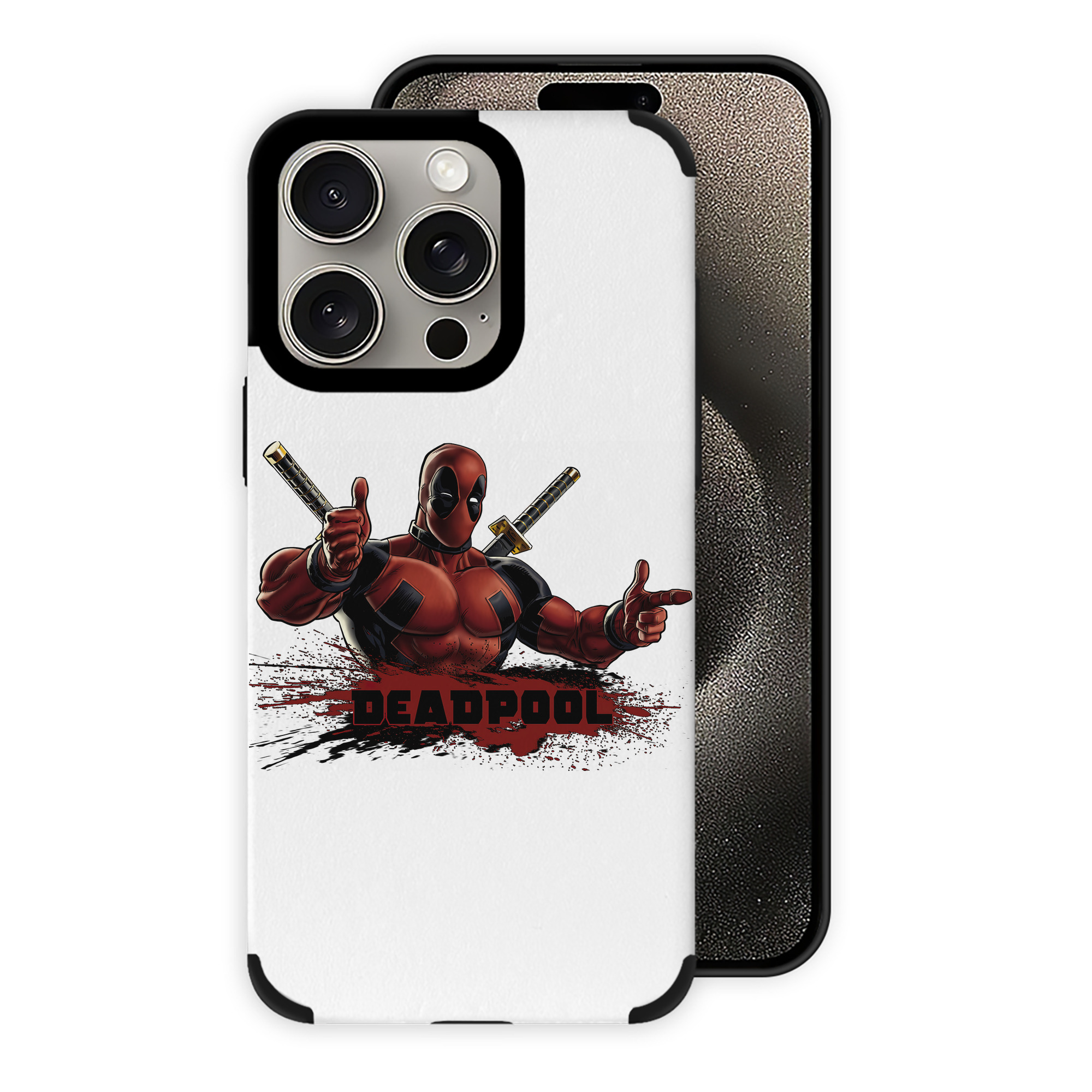 （画像用） Deadpool デッドプール 【iPhone15ProMax対応】 PUレザー スマホケース 耐衝撃＆黄変防止