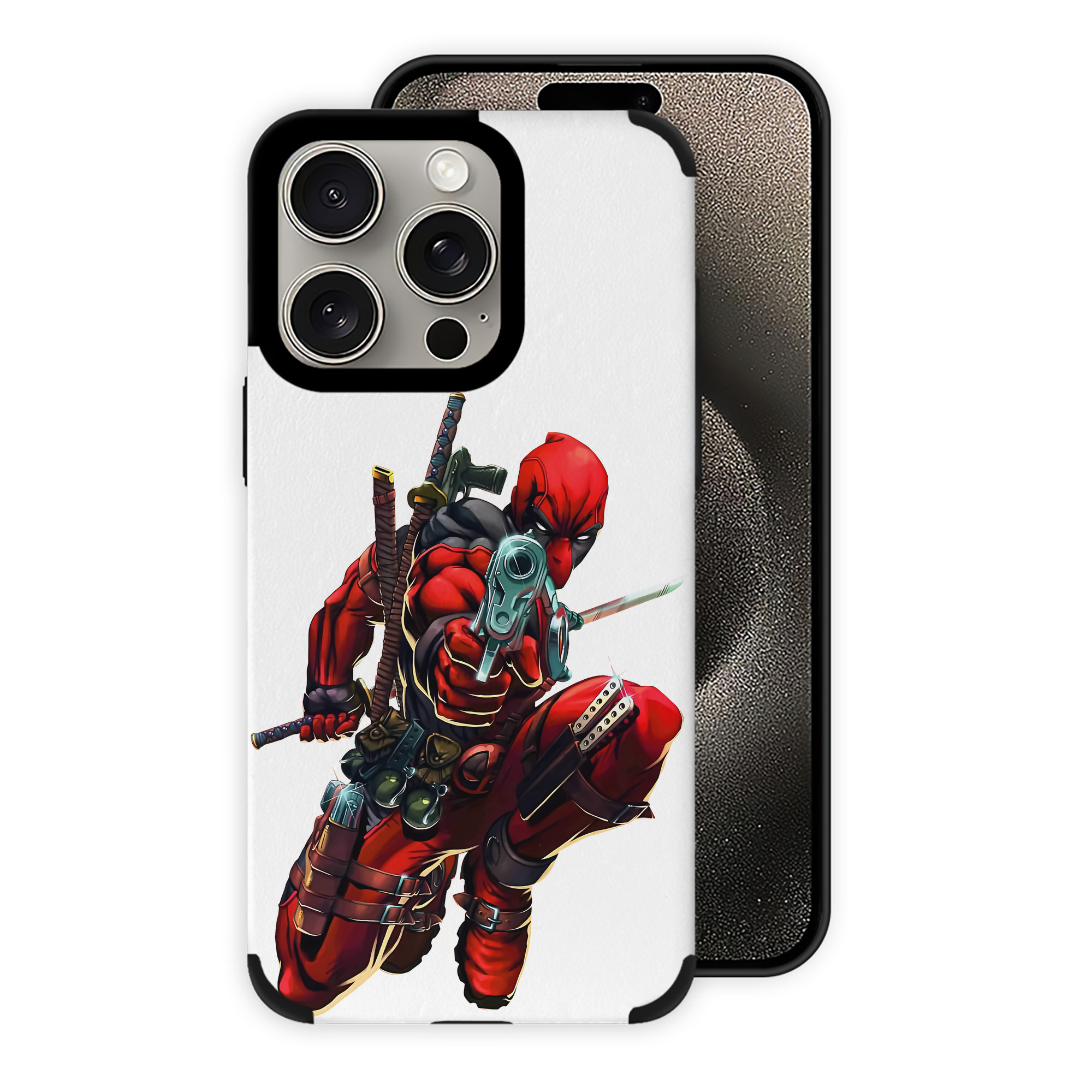 （画像用） Deadpool デッドプール 【iPhone15ProMax対応】 PUレザー スマホケース 耐衝撃＆黄変防止