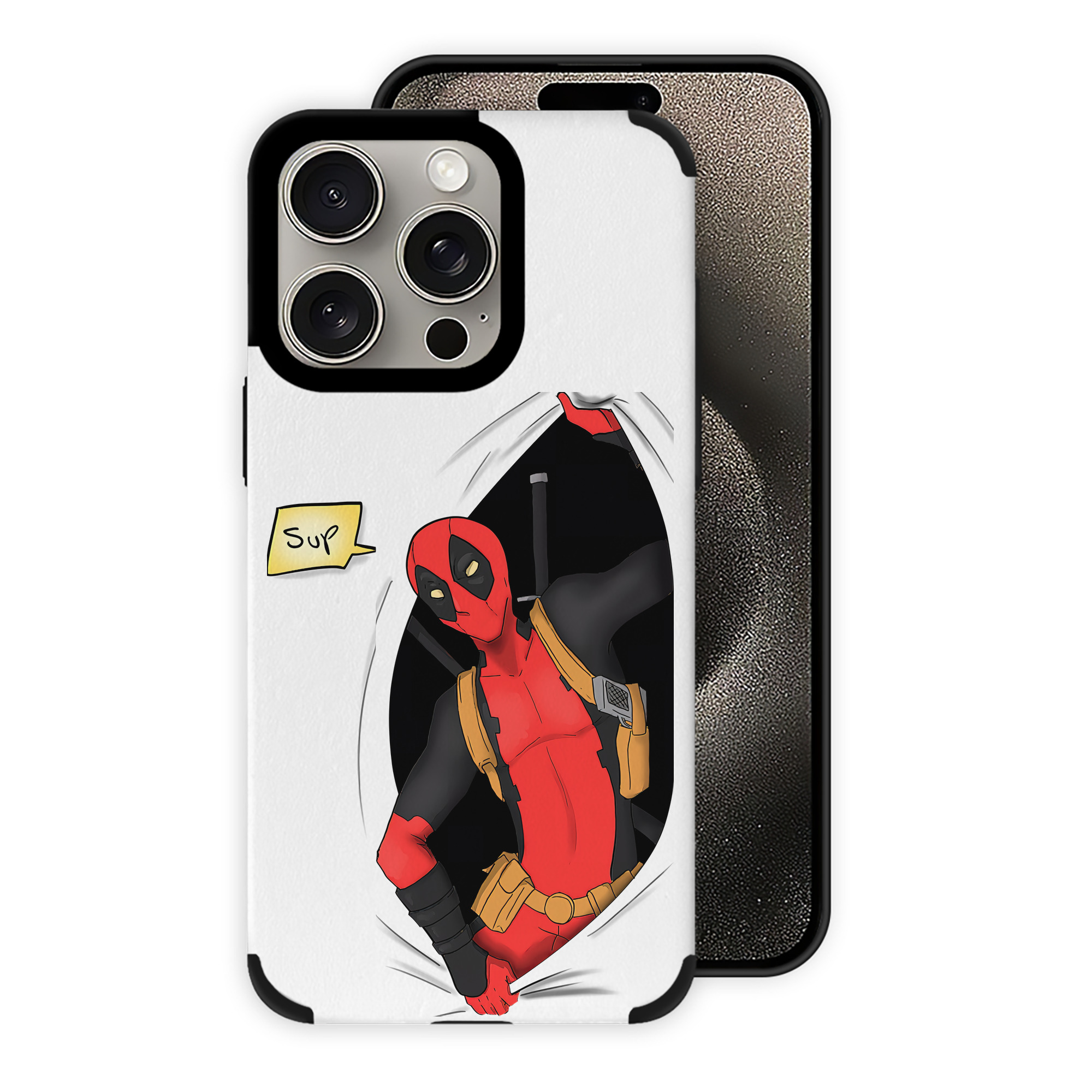 （画像用） Deadpool デッドプール 【iPhone15ProMax対応】 PUレザー スマホケース 耐衝撃＆黄変防止