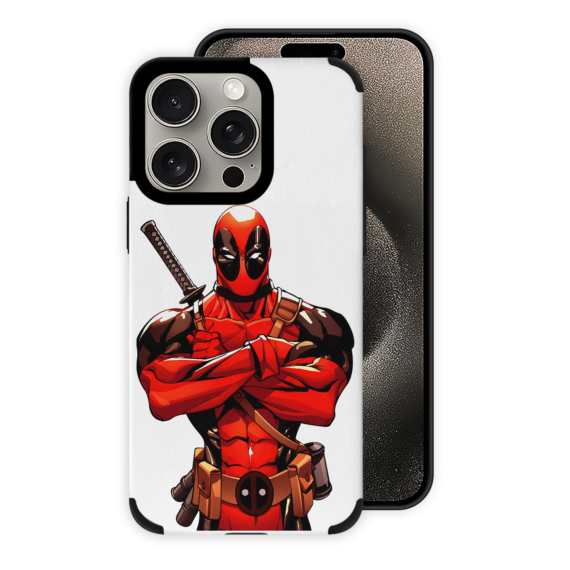 （画像用） Deadpool デッドプール 【iPhone15ProMax対応】 PUレザー スマホケース 耐衝撃＆黄変防止