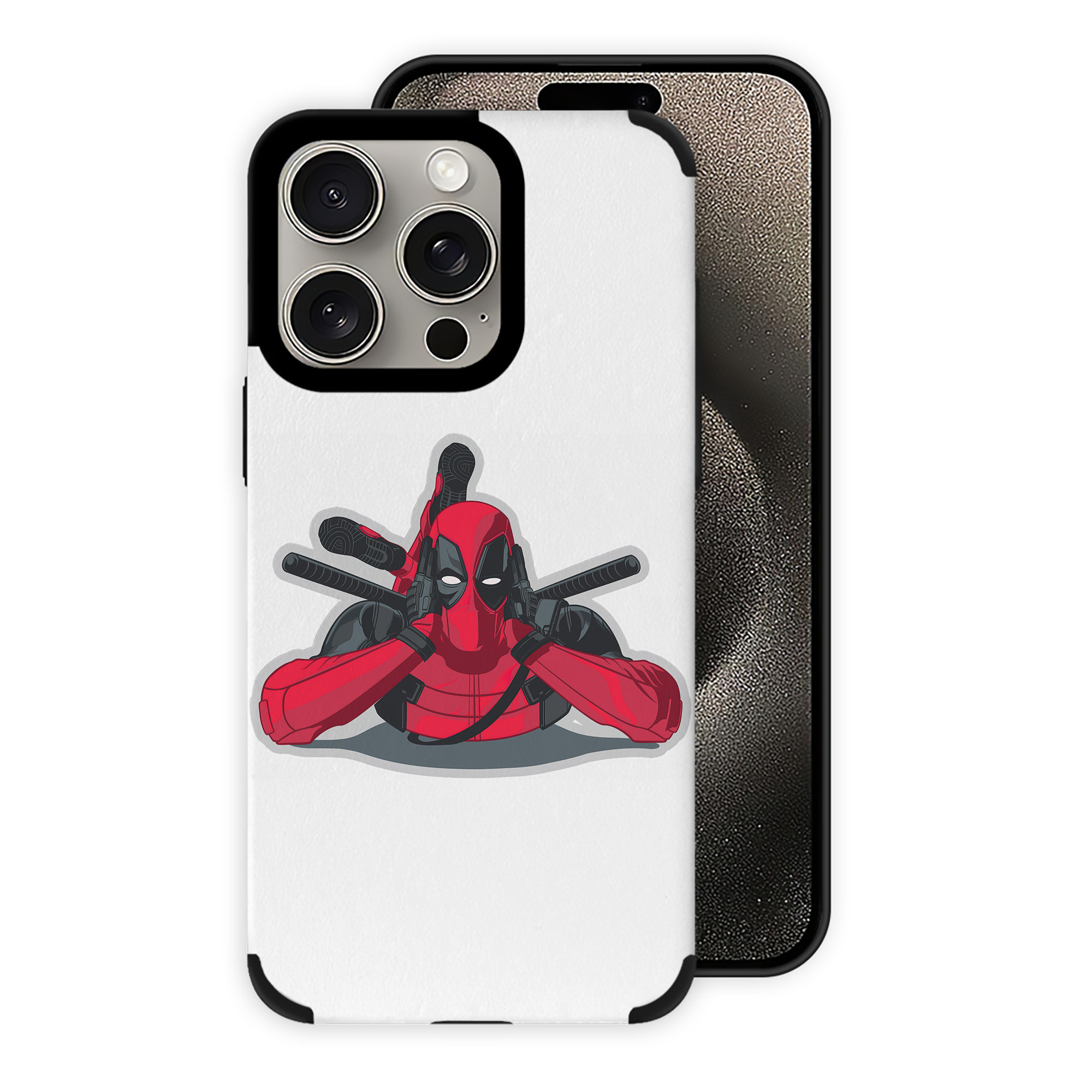（画像用） Deadpool デッドプール 【iPhone15ProMax対応】 PUレザー スマホケース 耐衝撃＆黄変防止