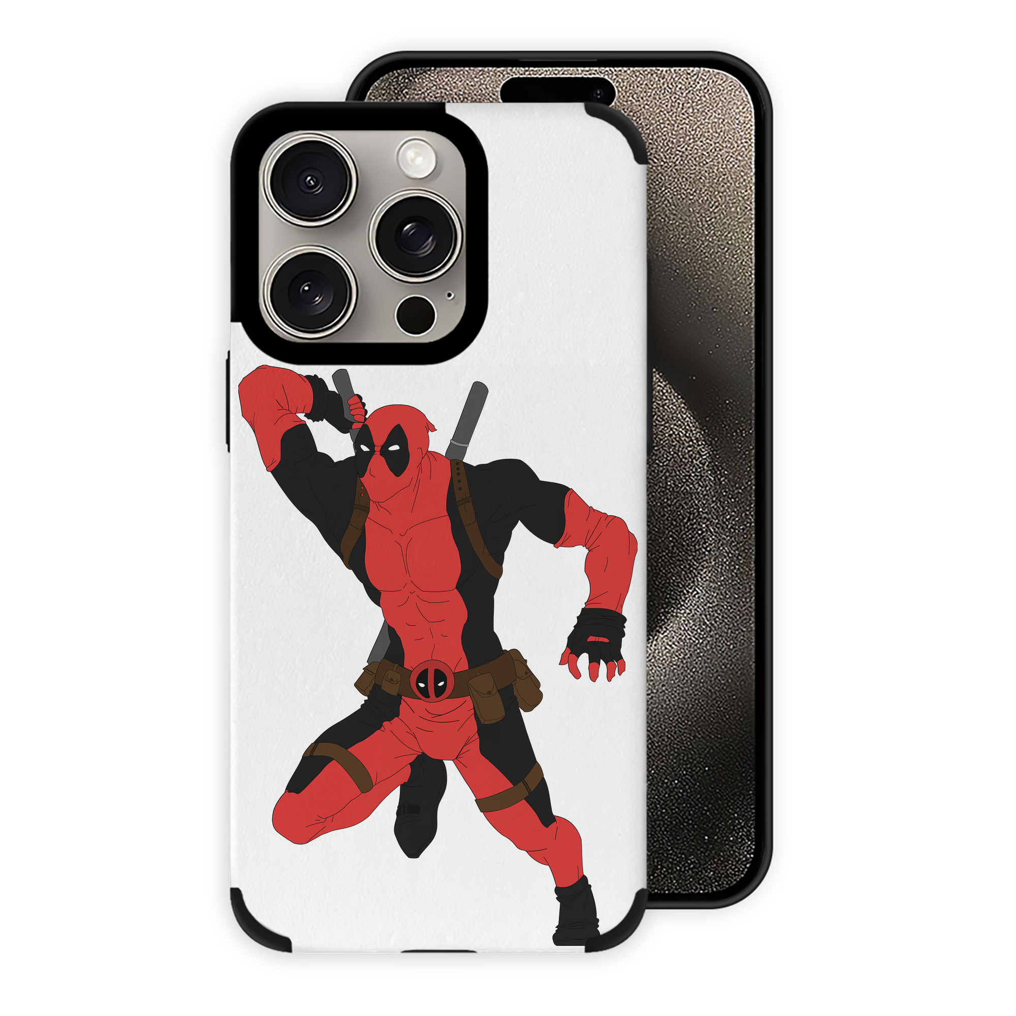 （画像用） Deadpool デッドプール 【iPhone15ProMax対応】 PUレザー スマホケース 耐衝撃＆黄変防止