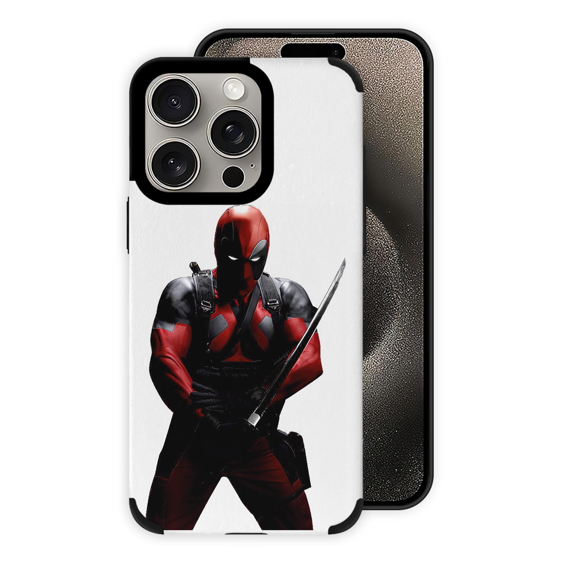 （画像用） Deadpool デッドプール 【iPhone15ProMax対応】 PUレザー スマホケース 耐衝撃＆黄変防止