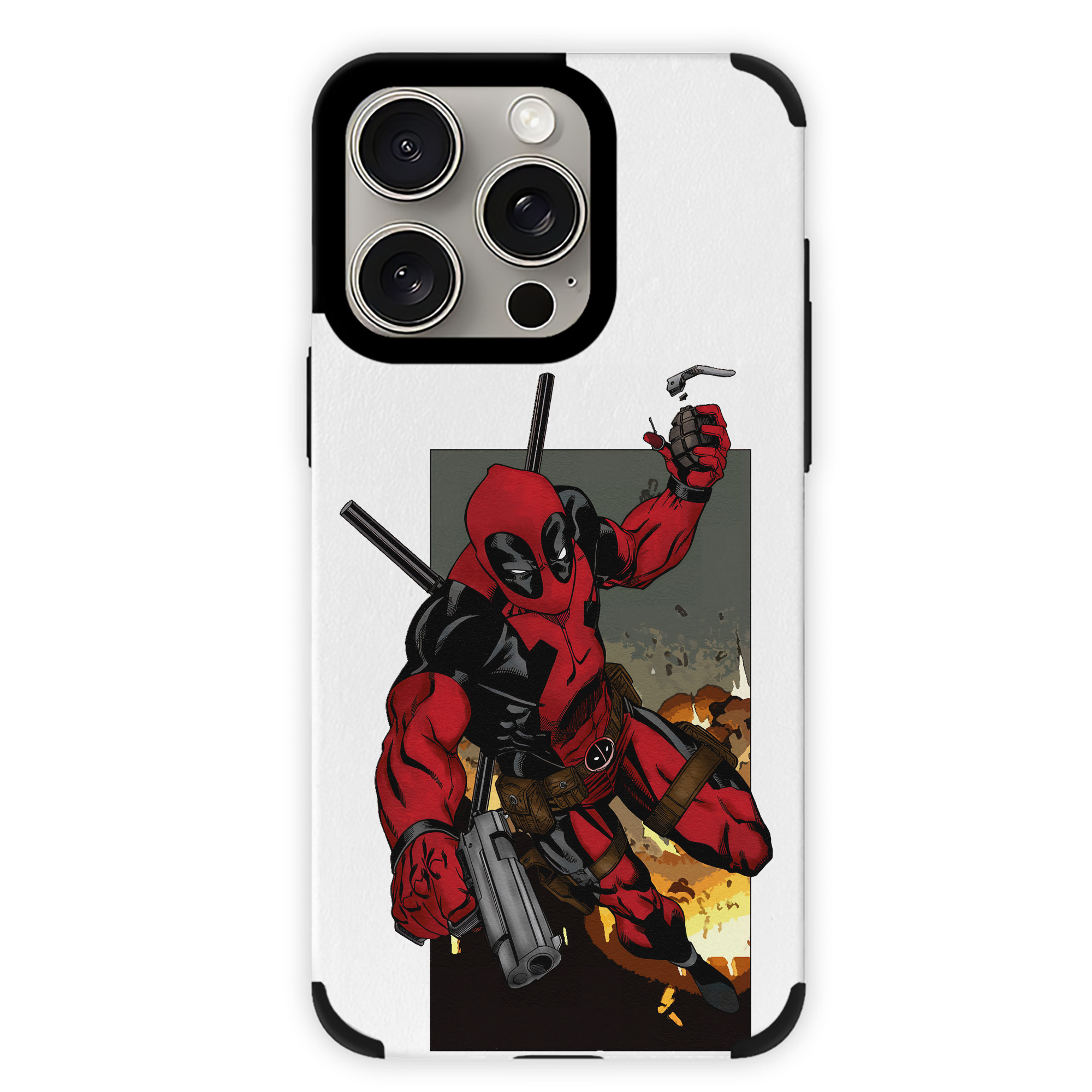 （画像用） Deadpool デッドプール 【iPhone15ProMax対応】 PUレザー スマホケース 耐衝撃＆黄変防止