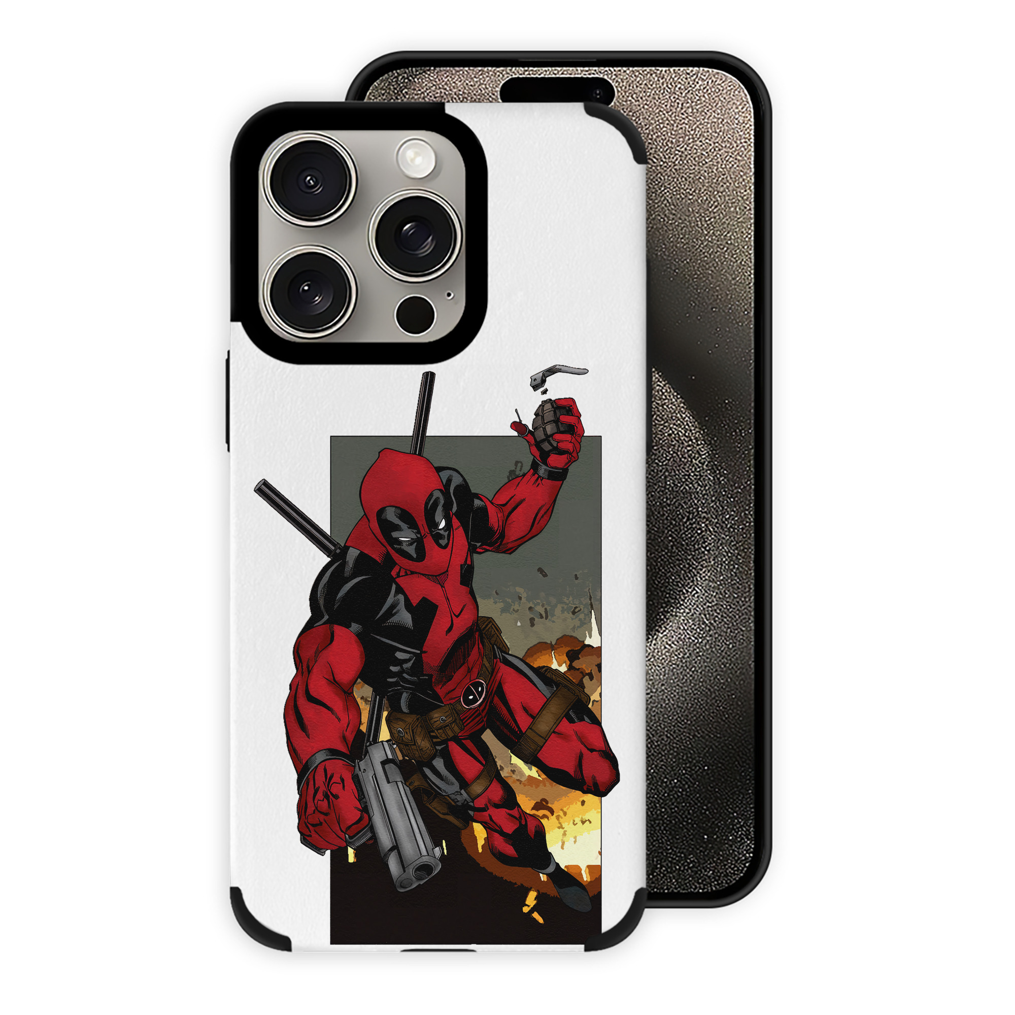 （画像用） Deadpool デッドプール 【iPhone15ProMax対応】 PUレザー スマホケース 耐衝撃＆黄変防止