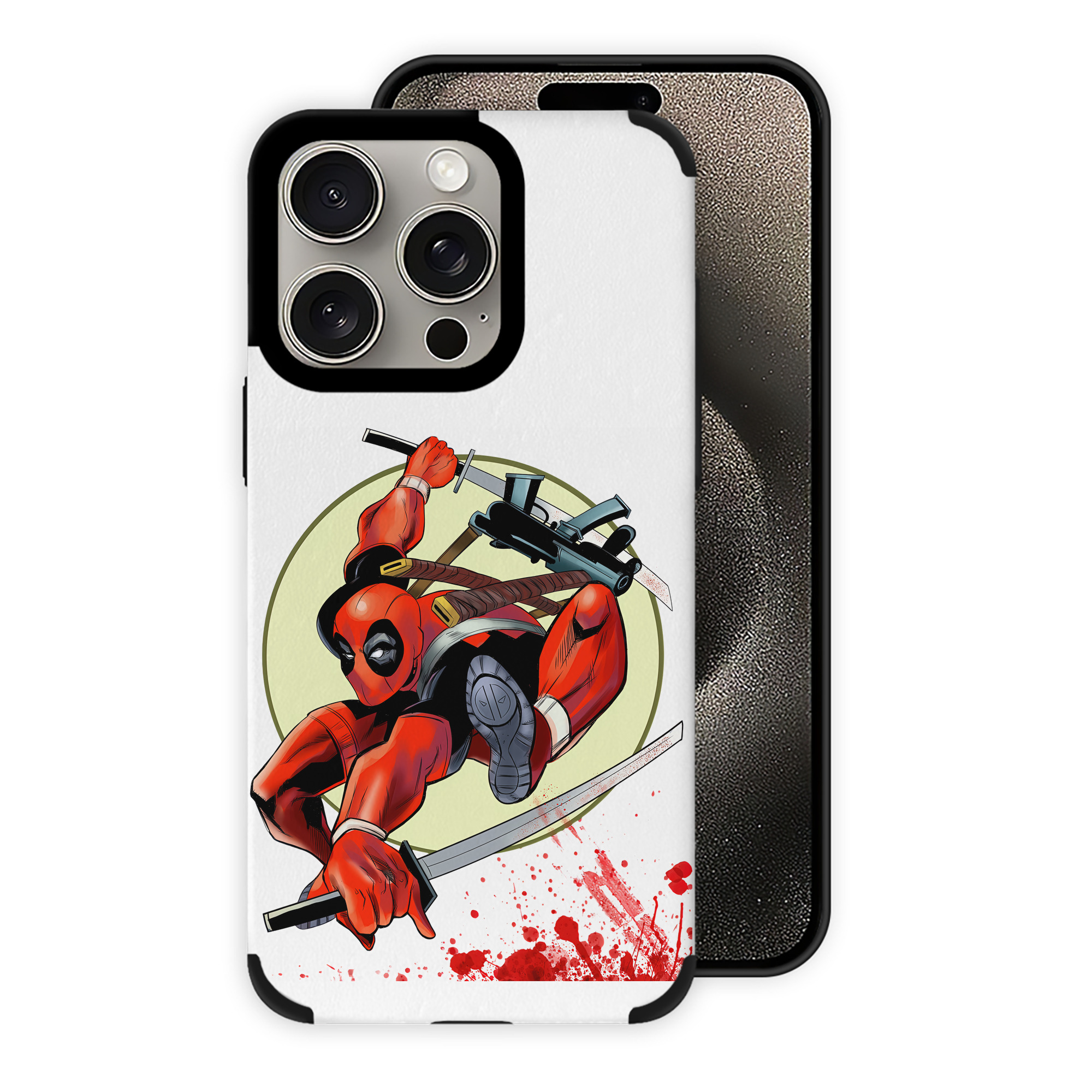 （画像用） Deadpool デッドプール 【iPhone15ProMax対応】 PUレザー スマホケース 耐衝撃＆黄変防止