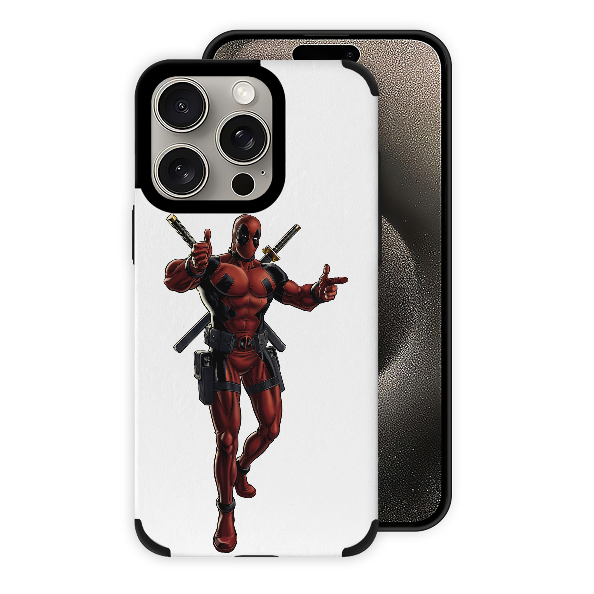 （画像用） Deadpool デッドプール 【iPhone15ProMax対応】 PUレザー スマホケース 耐衝撃＆黄変防止