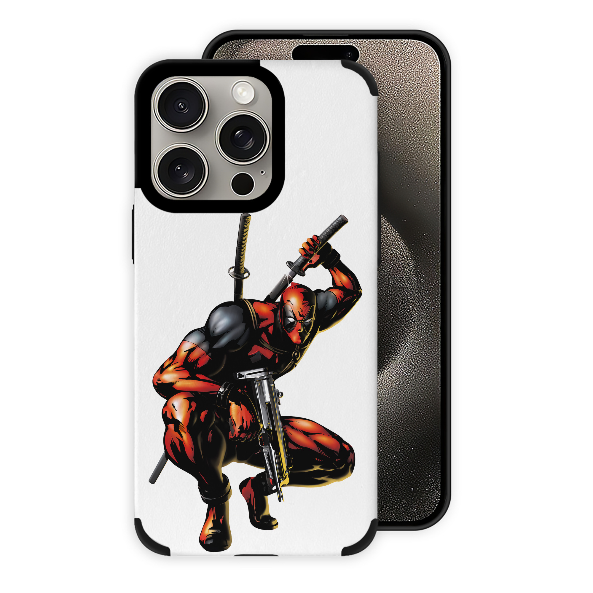 （画像用） Deadpool デッドプール 【iPhone15ProMax対応】 PUレザー スマホケース 耐衝撃＆黄変防止