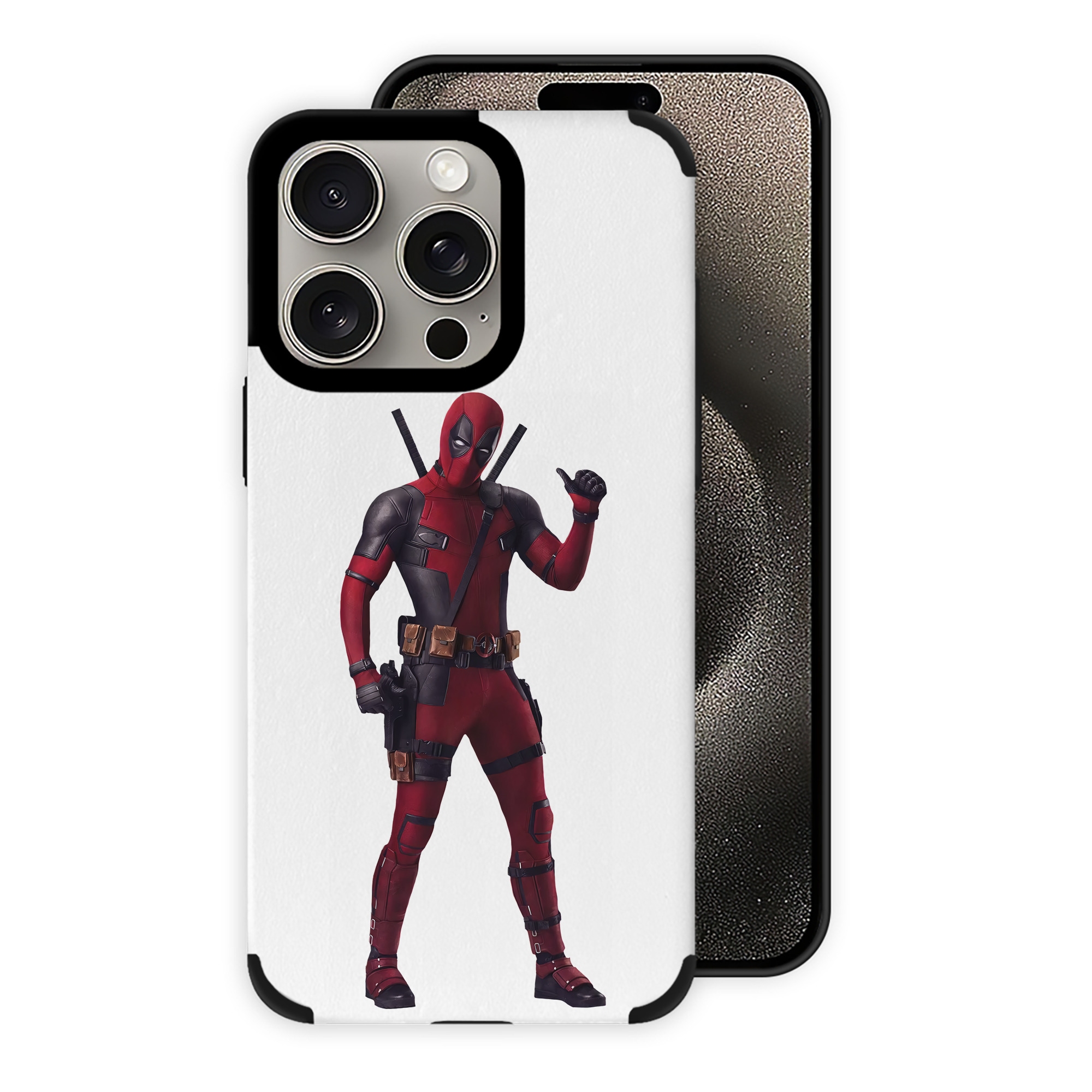 （画像用） Deadpool デッドプール 【iPhone15ProMax対応】 PUレザー スマホケース 耐衝撃＆黄変防止