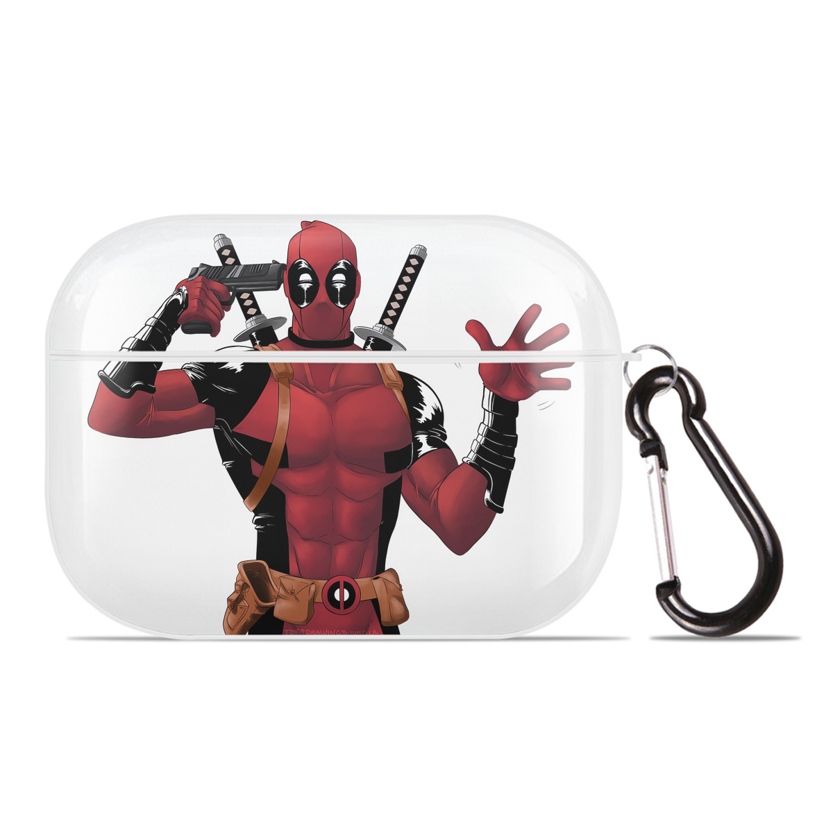 （画像用） Deadpool デッドプール 【AirPods Pro用】ハードシェル保護ケース 耐衝撃・防指紋・カラビナ付き商品仕様
