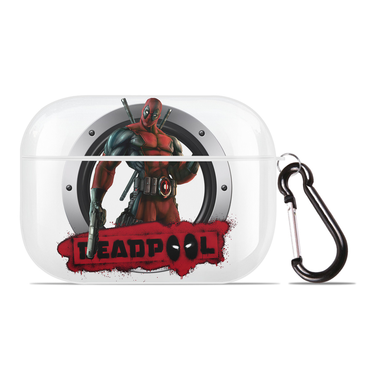 （画像用） Deadpool デッドプール 【AirPods Pro用】ハードシェル保護ケース 耐衝撃・防指紋・カラビナ付き商品仕様