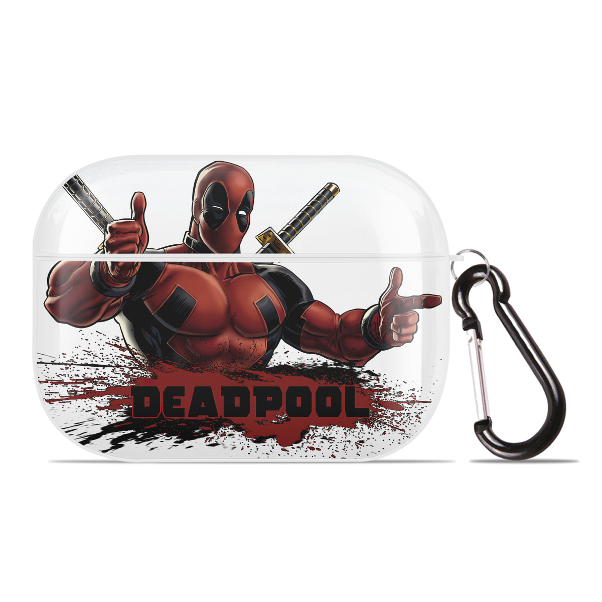 （画像用） Deadpool デッドプール 【AirPods Pro用】ハードシェル保護ケース 耐衝撃・防指紋・カラビナ付き商品仕様