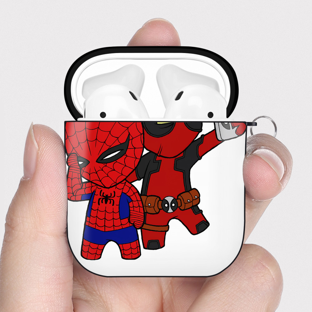 （画像用） Deadpool デッドプール AirPods 第2世代保護ケース ハードシェル ブラック 耐衝撃・防指紋・カラビナ付き