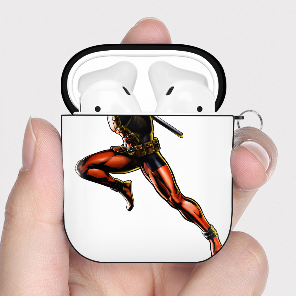 （画像用） Deadpool デッドプール AirPods 第2世代保護ケース ハードシェル ブラック 耐衝撃・防指紋・カラビナ付き