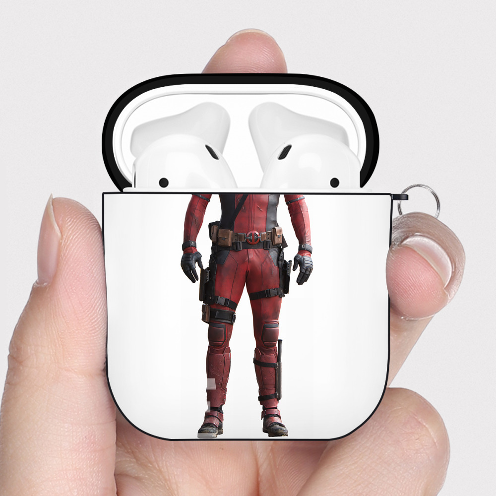 （画像用） Deadpool デッドプール AirPods 第2世代保護ケース ハードシェル ブラック 耐衝撃・防指紋・カラビナ付き