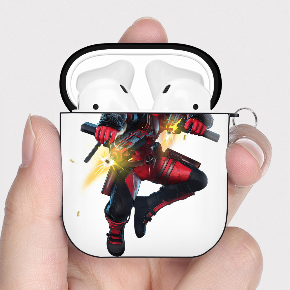 （画像用） Deadpool デッドプール AirPods 第2世代保護ケース ハードシェル ブラック 耐衝撃・防指紋・カラビナ付き