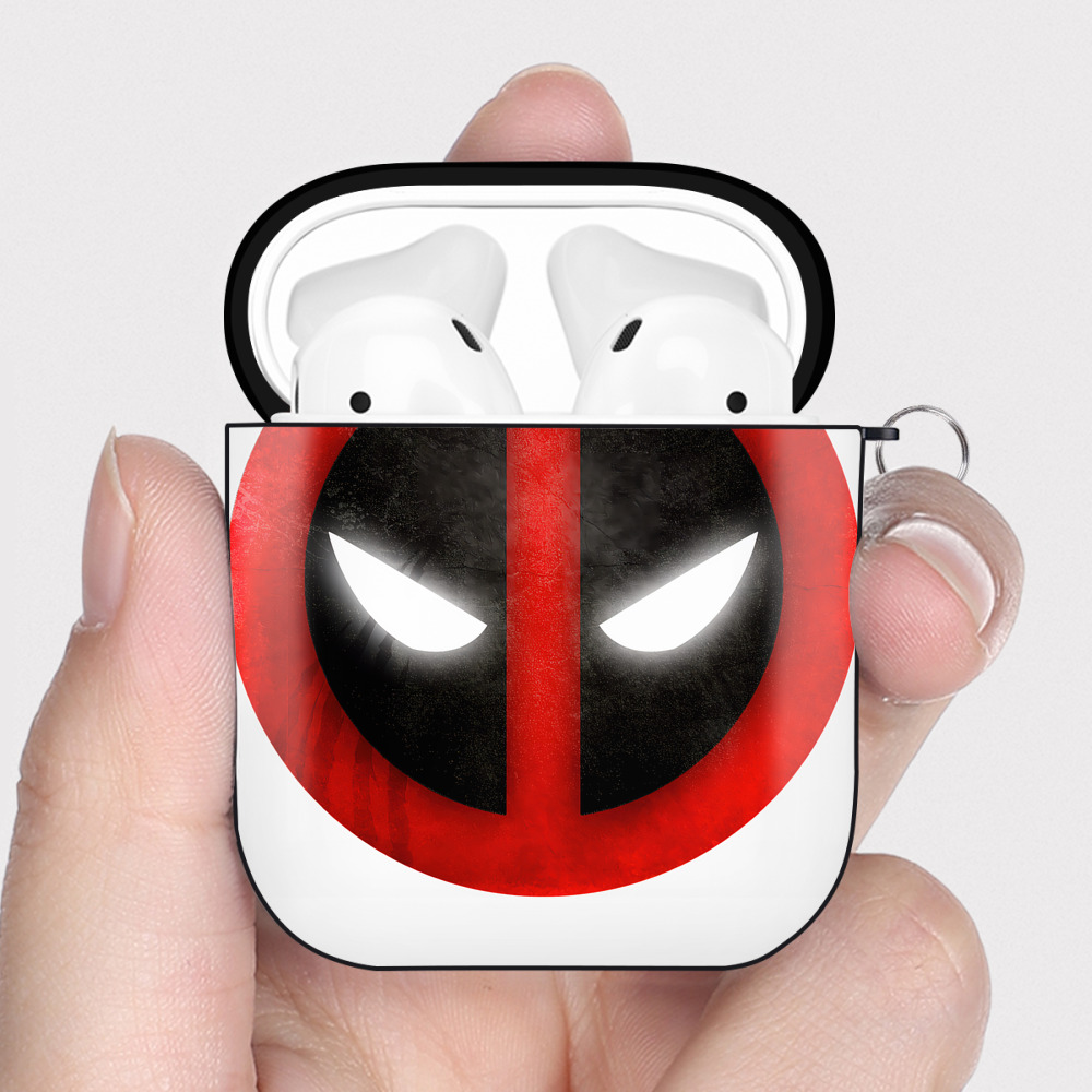 （画像用） Deadpool デッドプール AirPods 第2世代保護ケース ハードシェル ブラック 耐衝撃・防指紋・カラビナ付き