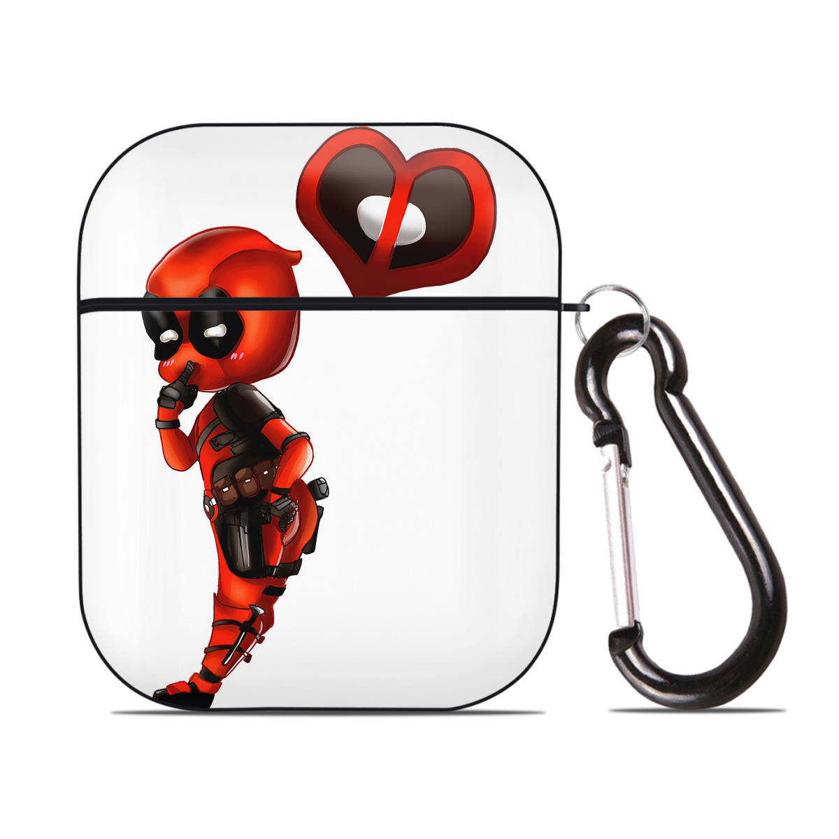 （画像用） Deadpool デッドプール AirPods 第2世代保護ケース ハードシェル ブラック 耐衝撃・防指紋・カラビナ付き