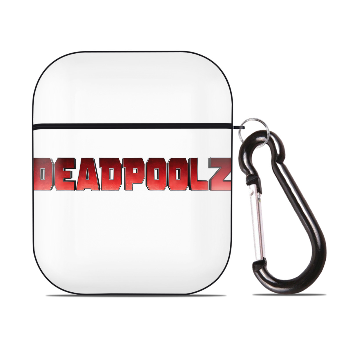 （画像用） Deadpool デッドプール AirPods 第2世代保護ケース ハードシェル ブラック 耐衝撃・防指紋・カラビナ付き