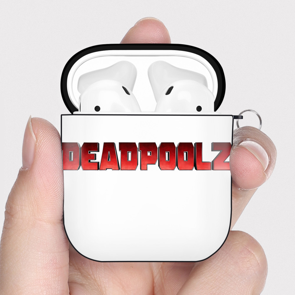 （画像用） Deadpool デッドプール AirPods 第2世代保護ケース ハードシェル ブラック 耐衝撃・防指紋・カラビナ付き