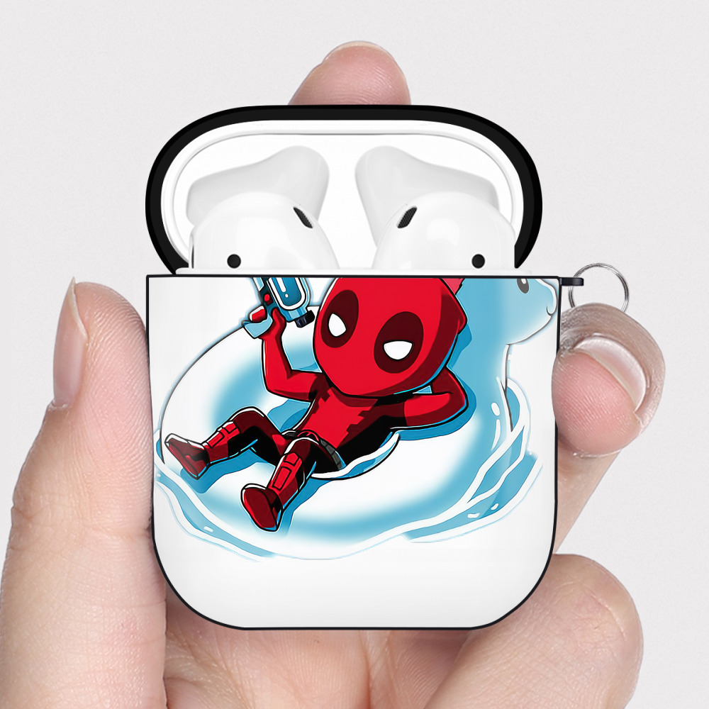 （画像用） Deadpool デッドプール AirPods 第2世代保護ケース ハードシェル ブラック 耐衝撃・防指紋・カラビナ付き