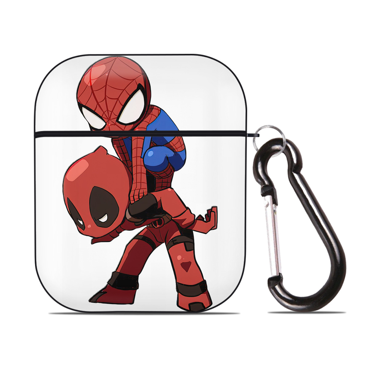 （画像用） Deadpool デッドプール AirPods 第2世代保護ケース ハードシェル ブラック 耐衝撃・防指紋・カラビナ付き