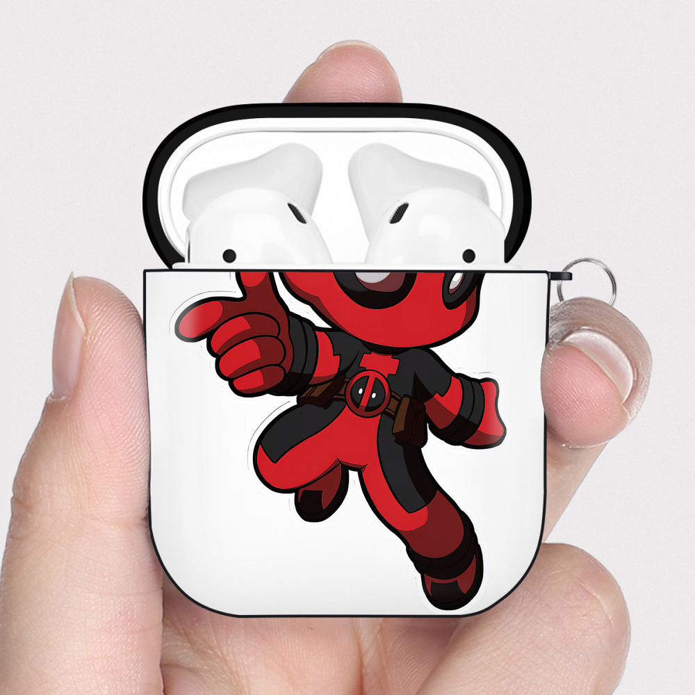 （画像用） Deadpool デッドプール AirPods 第2世代保護ケース ハードシェル ブラック 耐衝撃・防指紋・カラビナ付き