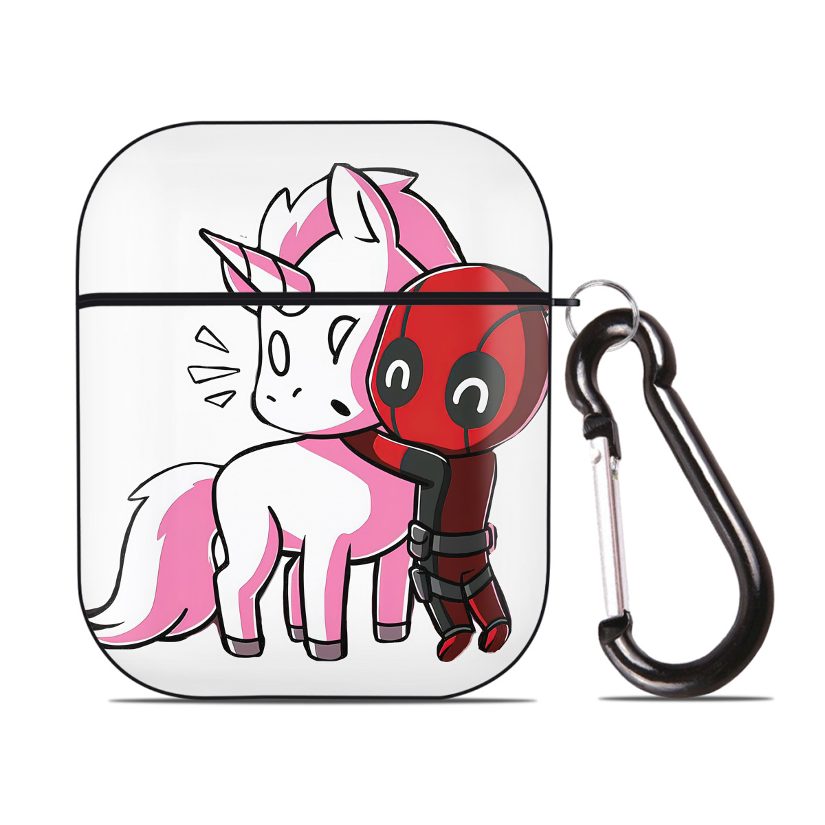 （画像用） Deadpool デッドプール AirPods 第2世代保護ケース ハードシェル ブラック 耐衝撃・防指紋・カラビナ付き