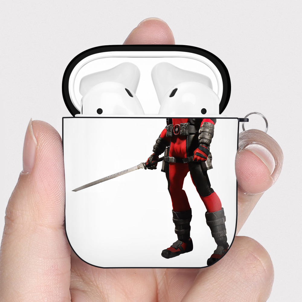 （画像用） Deadpool デッドプール AirPods 第2世代保護ケース ハードシェル ブラック 耐衝撃・防指紋・カラビナ付き
