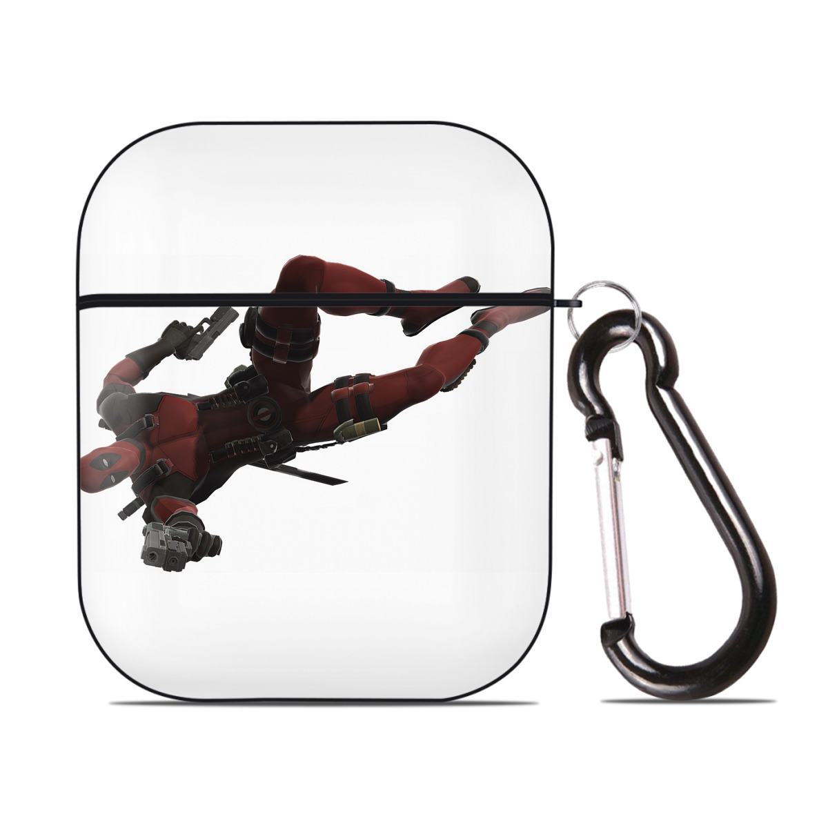 （画像用） Deadpool デッドプール AirPods 第2世代保護ケース ハードシェル ブラック 耐衝撃・防指紋・カラビナ付き