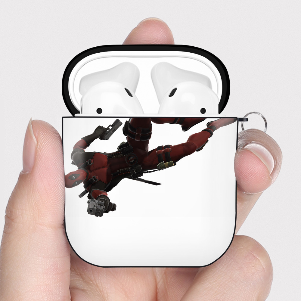 （画像用） Deadpool デッドプール AirPods 第2世代保護ケース ハードシェル ブラック 耐衝撃・防指紋・カラビナ付き