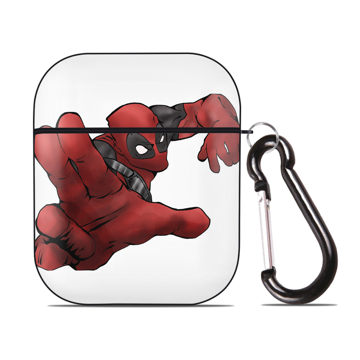 （画像用） Deadpool デッドプール AirPods 第2世代保護ケース ハードシェル ブラック 耐衝撃・防指紋・カラビナ付き