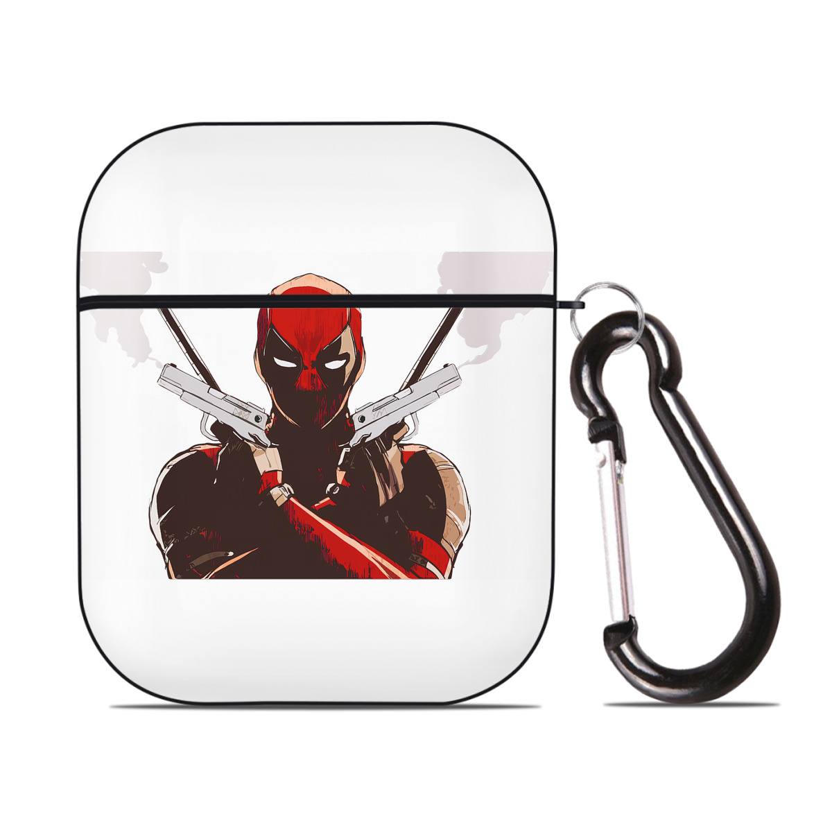（画像用） Deadpool デッドプール AirPods 第2世代保護ケース ハードシェル ブラック 耐衝撃・防指紋・カラビナ付き