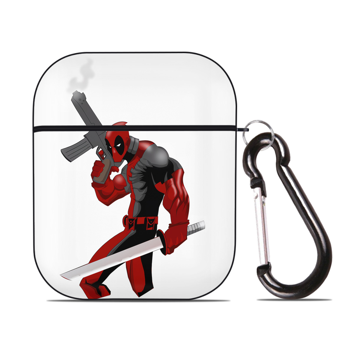 （画像用） Deadpool デッドプール AirPods 第2世代保護ケース ハードシェル ブラック 耐衝撃・防指紋・カラビナ付き