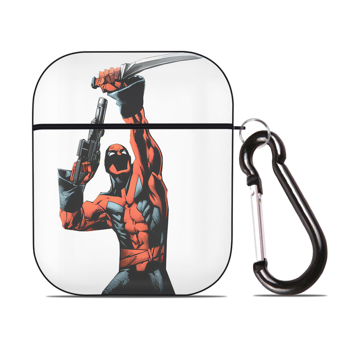 （画像用） Deadpool デッドプール AirPods 第2世代保護ケース ハードシェル ブラック 耐衝撃・防指紋・カラビナ付き