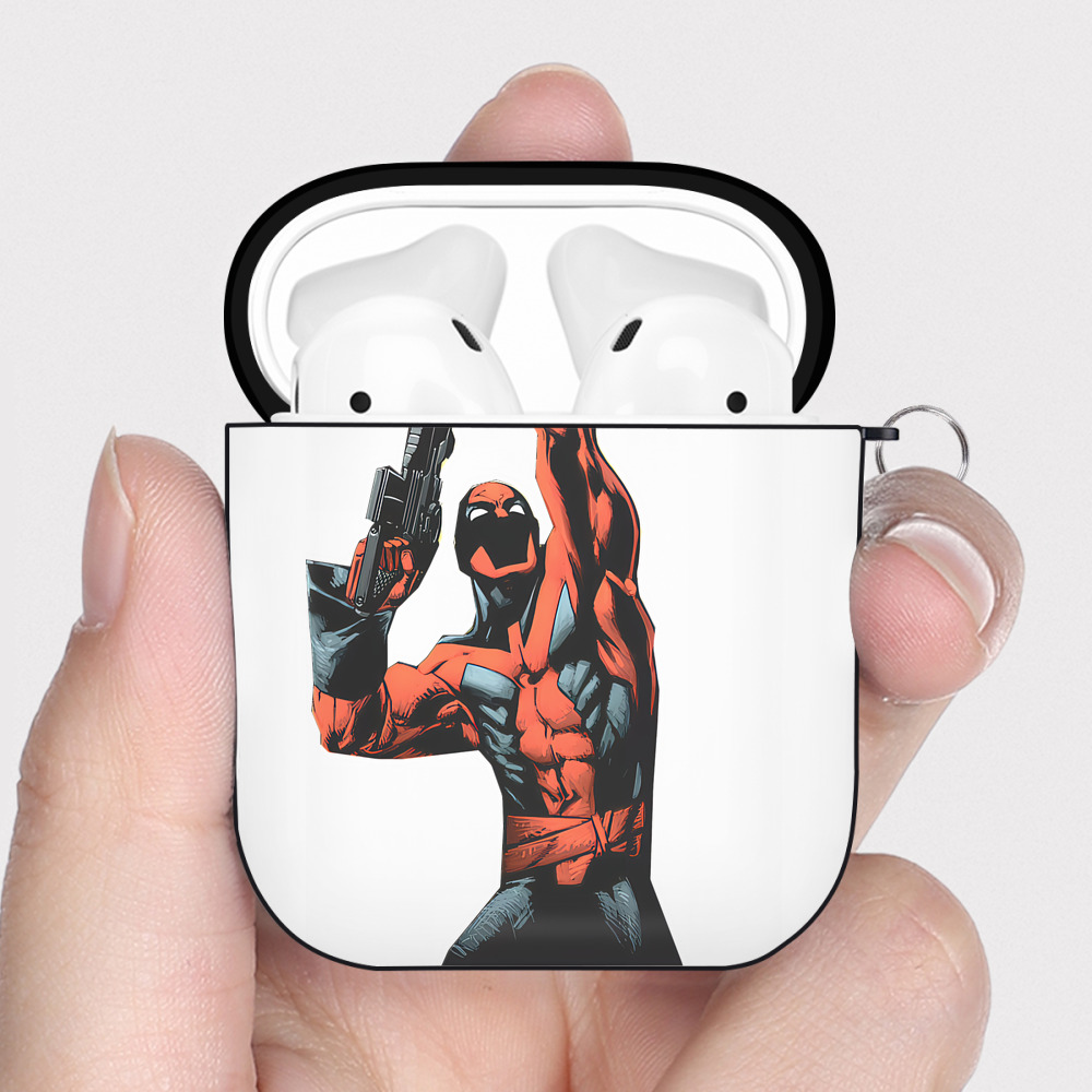 （画像用） Deadpool デッドプール AirPods 第2世代保護ケース ハードシェル ブラック 耐衝撃・防指紋・カラビナ付き