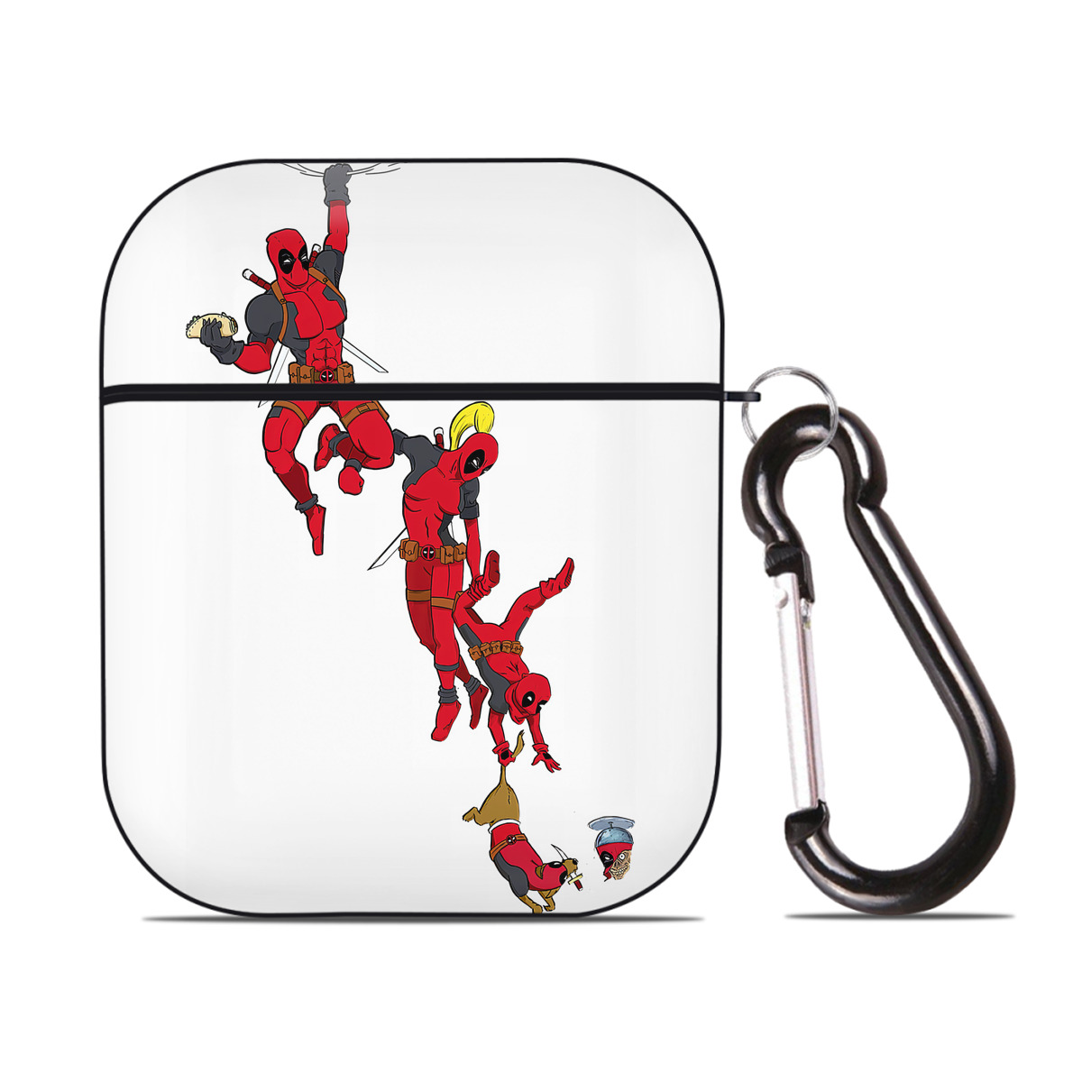 （画像用） Deadpool デッドプール AirPods 第2世代保護ケース ハードシェル ブラック 耐衝撃・防指紋・カラビナ付き