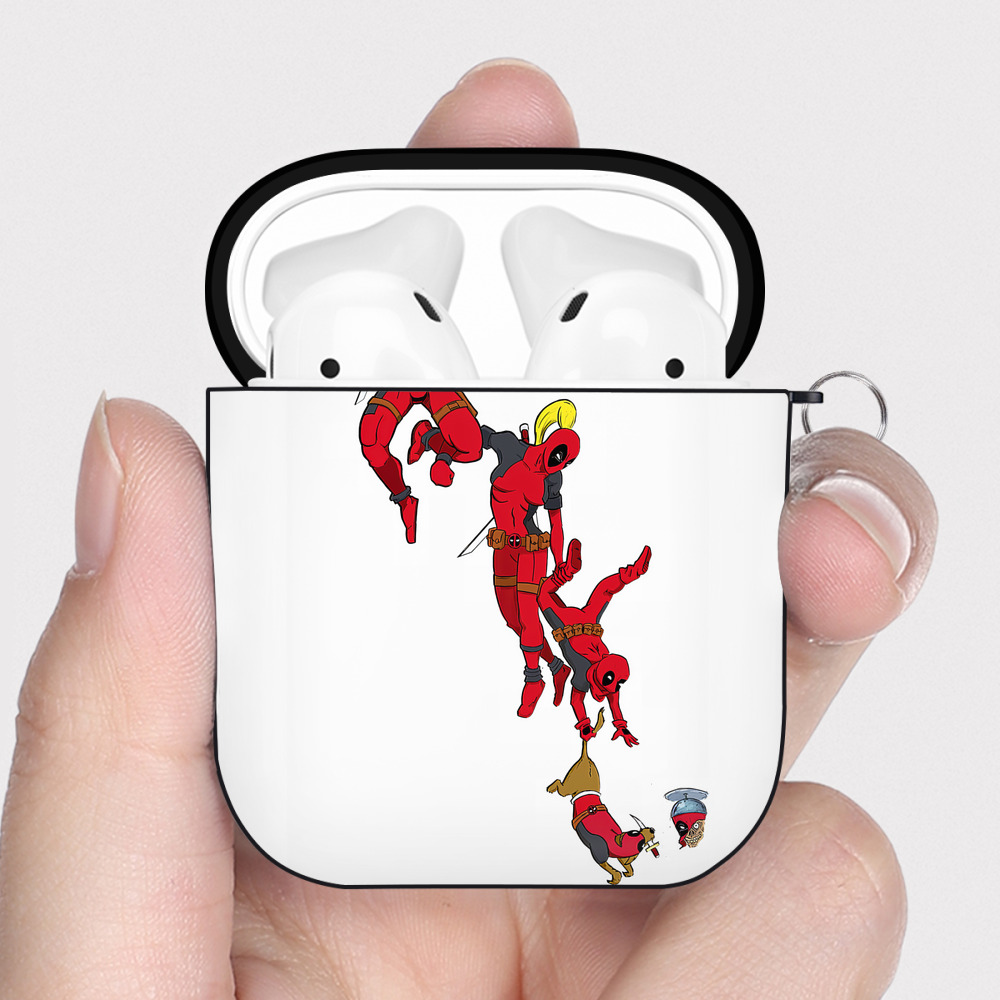 （画像用） Deadpool デッドプール AirPods 第2世代保護ケース ハードシェル ブラック 耐衝撃・防指紋・カラビナ付き