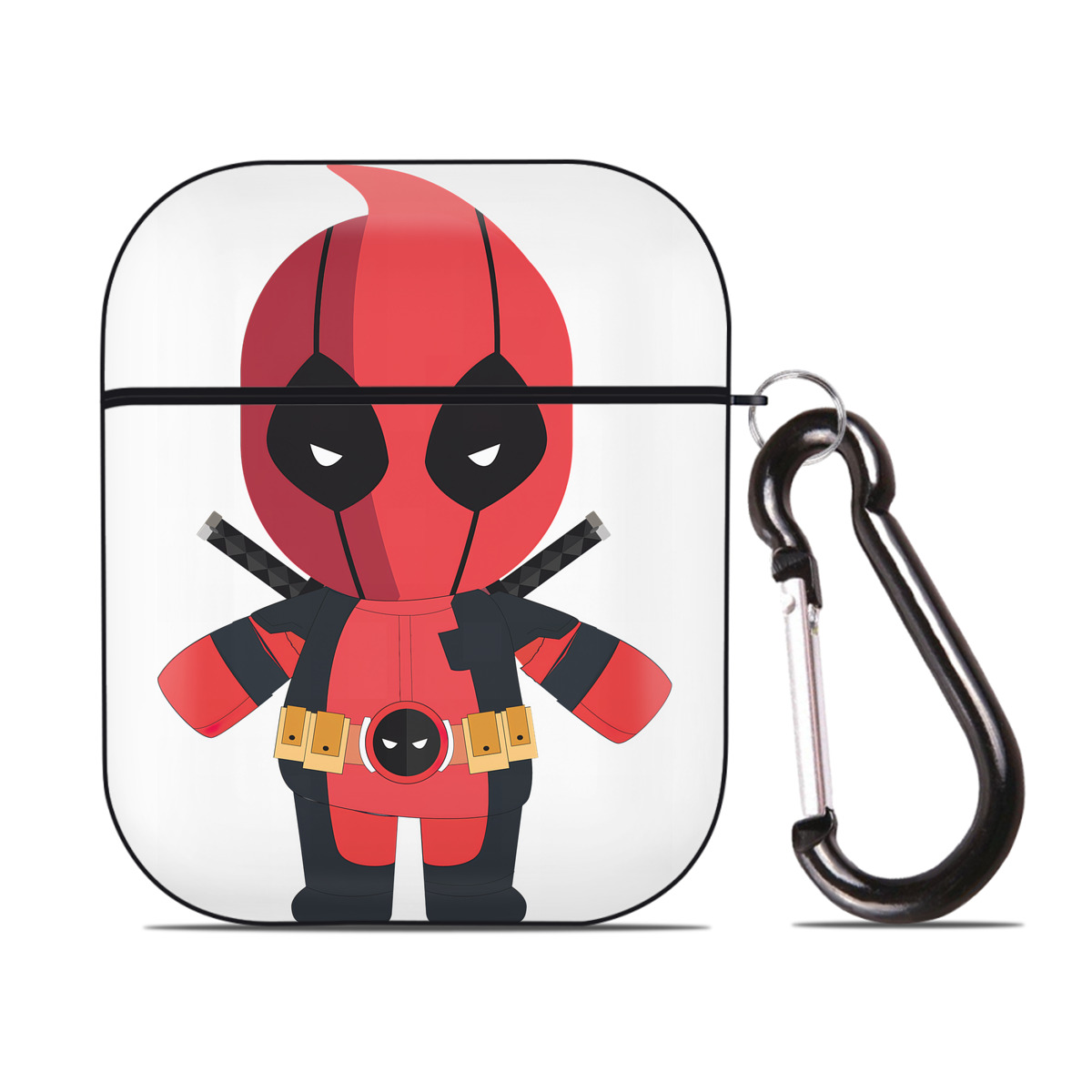 （画像用） Deadpool デッドプール AirPods 第2世代保護ケース ハードシェル ブラック 耐衝撃・防指紋・カラビナ付き