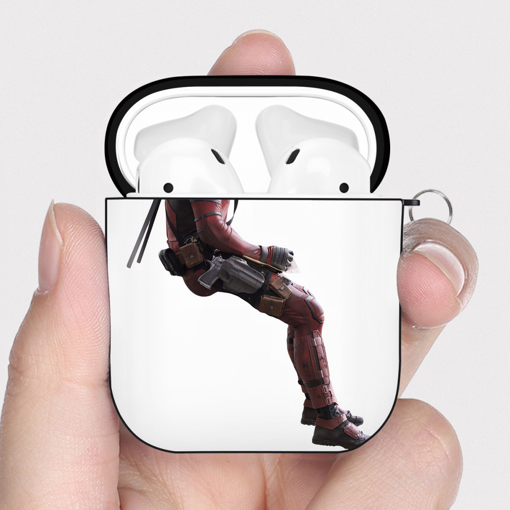 （画像用） Deadpool デッドプール AirPods 第2世代保護ケース ハードシェル ブラック 耐衝撃・防指紋・カラビナ付き