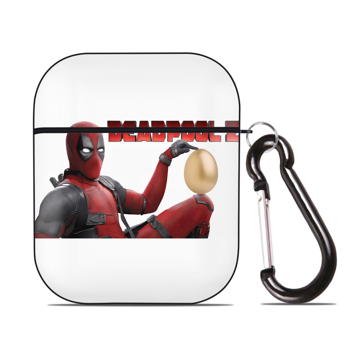 （画像用） Deadpool デッドプール AirPods 第2世代保護ケース ハードシェル ブラック 耐衝撃・防指紋・カラビナ付き