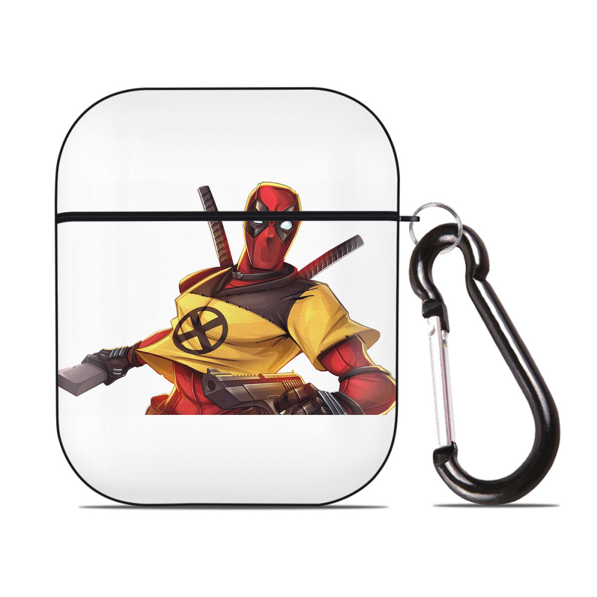 （画像用） Deadpool デッドプール AirPods 第2世代保護ケース ハードシェル ブラック 耐衝撃・防指紋・カラビナ付き
