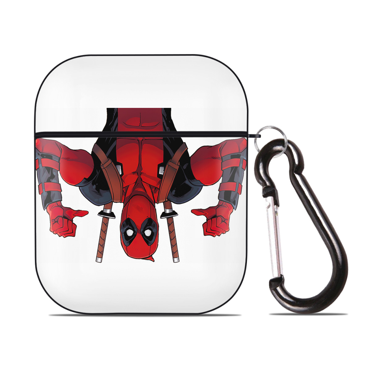 （画像用） Deadpool デッドプール AirPods 第2世代保護ケース ハードシェル ブラック 耐衝撃・防指紋・カラビナ付き
