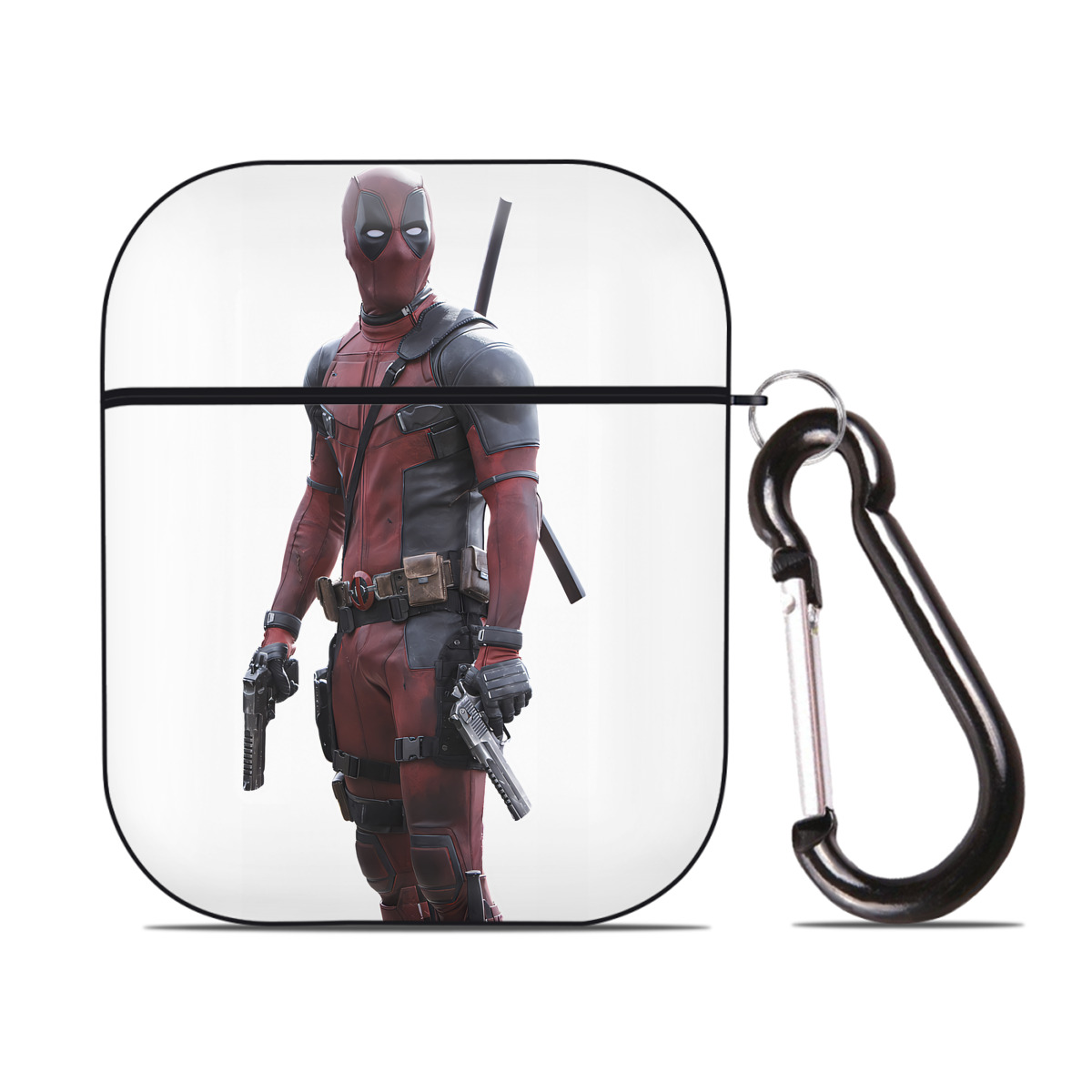 （画像用） Deadpool デッドプール AirPods 第2世代保護ケース ハードシェル ブラック 耐衝撃・防指紋・カラビナ付き