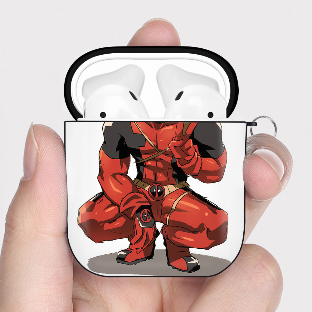 （画像用） Deadpool デッドプール AirPods 第2世代保護ケース ハードシェル ブラック 耐衝撃・防指紋・カラビナ付き